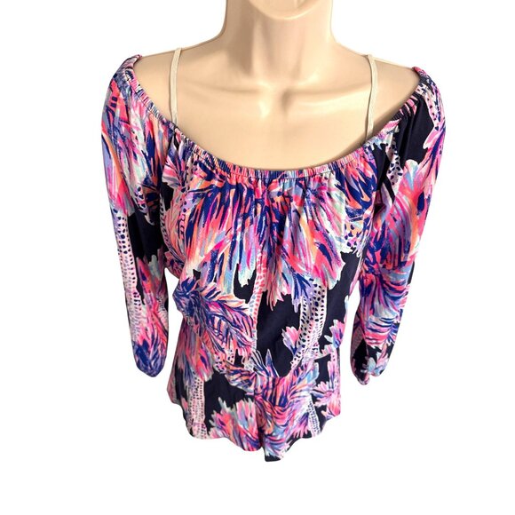 Lilly Pultizer Lana Off Shoulder Size Small EUC Romper Shorts - Picture 8 of 10